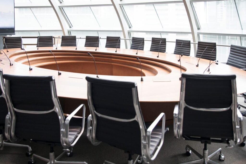 meeting room with oval desk